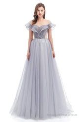 A Line Beads Mermaid Prom Dresses Slit Beading